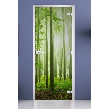 Стеклянная межкомнатная дверь DoorWood с фотопечатью Forest-15, 2000х600 мм