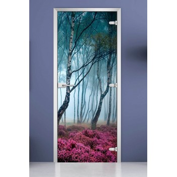 Стеклянная межкомнатная дверь DoorWood с фотопечатью Forest-07, 2000х600 мм