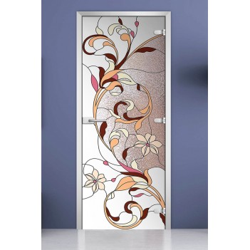 Стеклянная межкомнатная дверь DoorWood с фотопечатью Stained Glass-10, 2000х600 мм