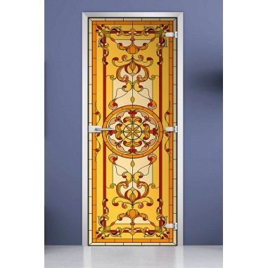 Стеклянная межкомнатная дверь DoorWood с фотопечатью Stained Glass-13, 2000х700 мм