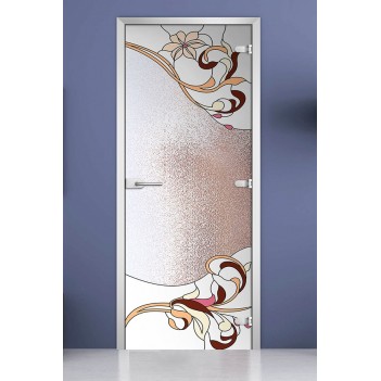 Стеклянная межкомнатная дверь DoorWood с фотопечатью Stained Glass-11, 2000х600 мм
