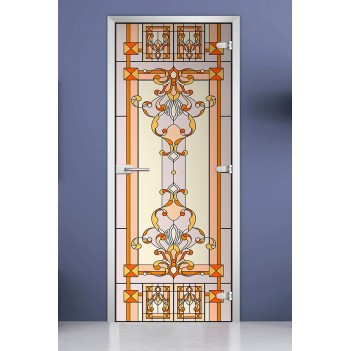 Стеклянная межкомнатная дверь DoorWood с фотопечатью Stained Glass-14, 2000х800 мм