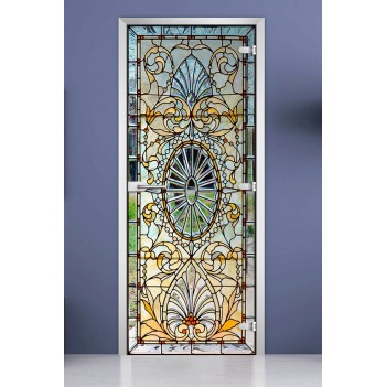Стеклянная межкомнатная дверь DoorWood с фотопечатью Stained Glass-17, 2000х800 мм