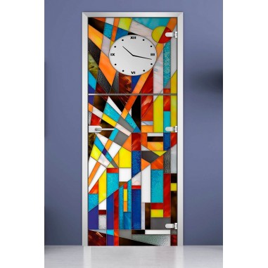 Стеклянная межкомнатная дверь DoorWood с фотопечатью Stained Glass-05, 2000х600 мм