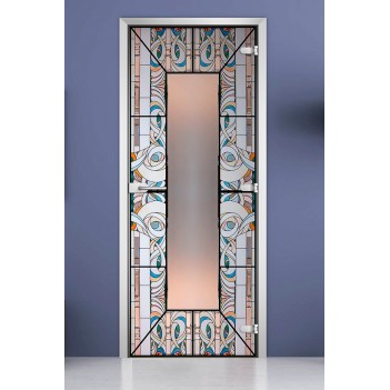 Стеклянная межкомнатная дверь DoorWood с фотопечатью Stained Glass-18, 2000х600 мм
