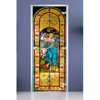 Стеклянная межкомнатная дверь DoorWood с фотопечатью Stained Glass-19, 2000х700 мм