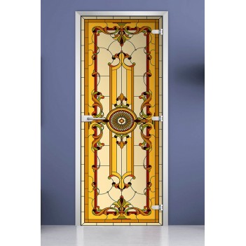 Стеклянная межкомнатная дверь DoorWood с фотопечатью Stained Glass-12, 2000х600 мм