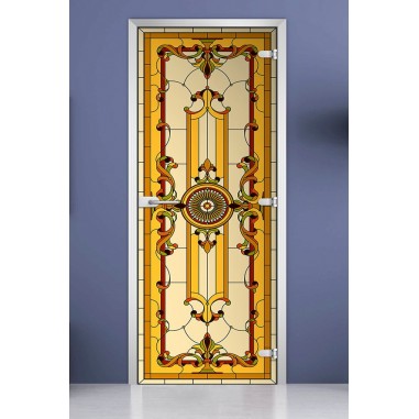 Стеклянная межкомнатная дверь DoorWood с фотопечатью Stained Glass-12, 2000х800 мм