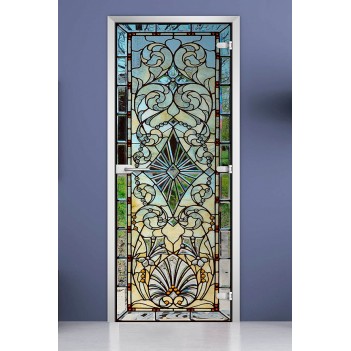 Стеклянная межкомнатная дверь DoorWood с фотопечатью Stained Glass-16, 2000х800 мм