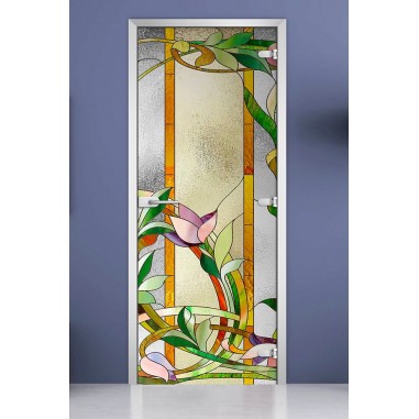 Стеклянная межкомнатная дверь DoorWood с фотопечатью Stained Glass-04, 2000х600 мм