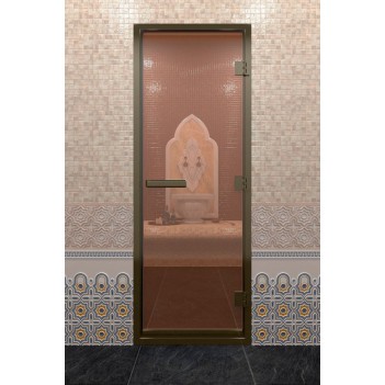 Дверь для хамама DoorWood Бронзовый профиль Бронза, 1900х800 мм