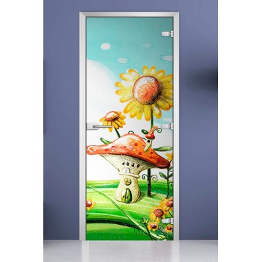 Стеклянная межкомнатная дверь DoorWood с фотопечатью Kids-06, 2000х600 мм