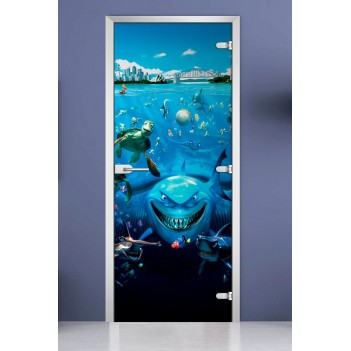 Стеклянная межкомнатная дверь DoorWood с фотопечатью Kids-16, 2000х600 мм