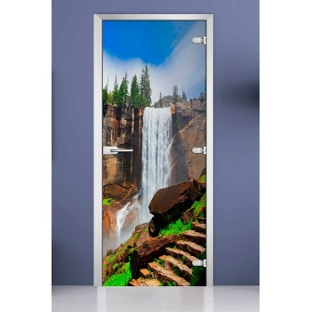 Стеклянная межкомнатная дверь DoorWood с фотопечатью Nature-18, 2000х600 мм