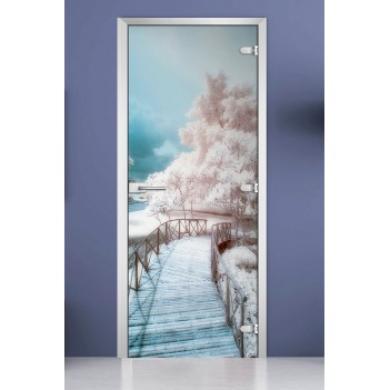Стеклянная межкомнатная дверь DoorWood с фотопечатью Nature-07, 2000х600 мм