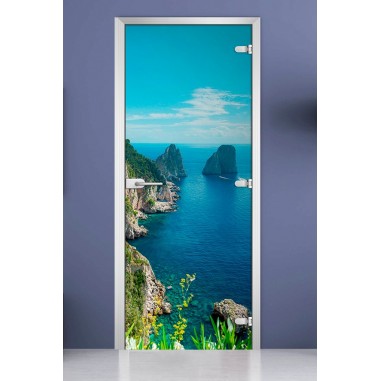 Стеклянная межкомнатная дверь DoorWood с фотопечатью Nature-11, 2000х600 мм