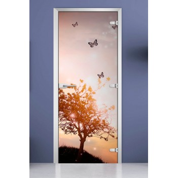 Стеклянная межкомнатная дверь DoorWood с фотопечатью Nature-10, 2000х600 мм