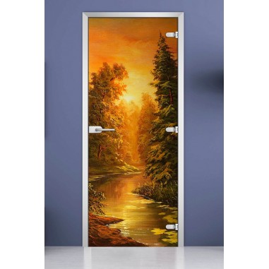 Стеклянная межкомнатная дверь DoorWood с фотопечатью Painting-10, 2000х700 мм
