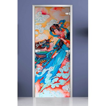 Стеклянная межкомнатная дверь DoorWood с фотопечатью Painting-05, 2000х700 мм