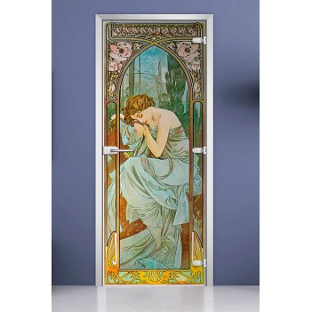 Стеклянная межкомнатная дверь DoorWood с фотопечатью Painting-11, 2000х800 мм