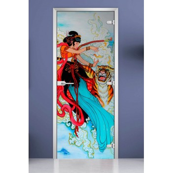 Стеклянная межкомнатная дверь DoorWood с фотопечатью Painting-06, 2000х800 мм