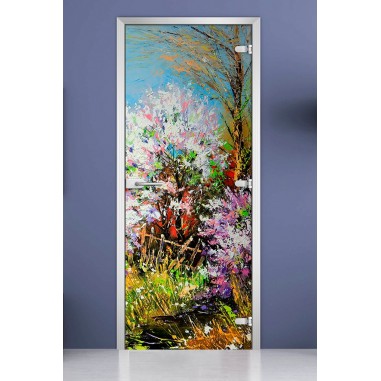 Стеклянная межкомнатная дверь DoorWood с фотопечатью Painting-01, 2000х700 мм