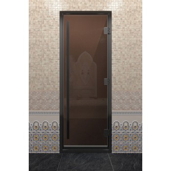 Дверь для хамама DoorWood Престиж Черный профиль Бронза, 1900х800 мм