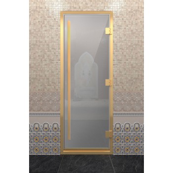 Дверь для хамама DoorWood Престиж Золотой профиль Сатин, 1900х800 мм