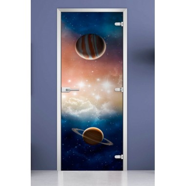Стеклянная межкомнатная дверь DoorWood с фотопечатью Space-09, 2000х700 мм