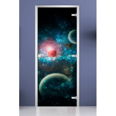 Стеклянная межкомнатная дверь DoorWood с фотопечатью Space-16, 2000х800 мм