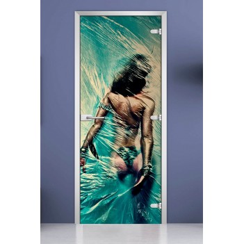 Стеклянная межкомнатная дверь DoorWood с фотопечатью Woman-20, 2000х800 мм