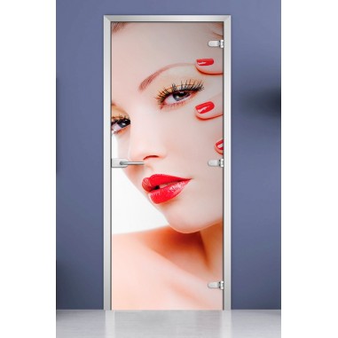 Стеклянная межкомнатная дверь DoorWood с фотопечатью Woman-16, 2000х800 мм