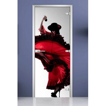 Стеклянная межкомнатная дверь DoorWood с фотопечатью Woman-11, 2000х600 мм