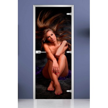 Стеклянная межкомнатная дверь DoorWood с фотопечатью Woman-07, 2000х600 мм