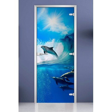 Стеклянная межкомнатная дверь DoorWood с фотопечатью Underwater World-09, 2000х700 мм