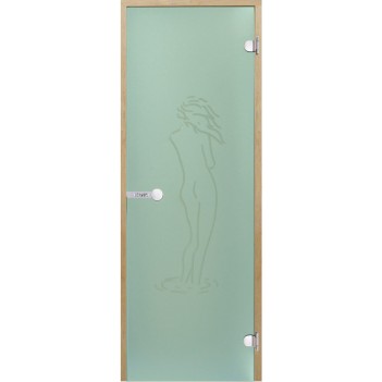 Дверь для бани Harvia STG 8x19 коробка сосна, стекло зеленое Фигура