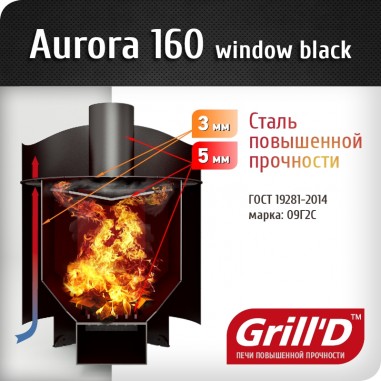 Дровяная печь для бани Grill’D Aurora 180 Window