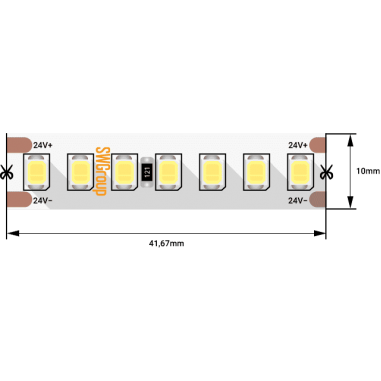 Лента светодиодная ПРО 2835, 168 LED/м, 17,3 Вт/м, 24В , IP20, Цвет: Теплый белый